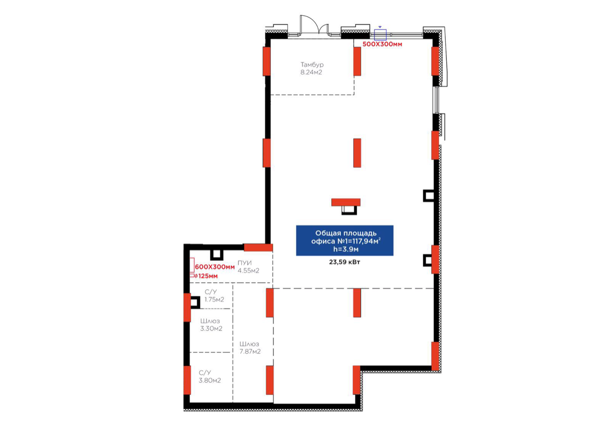 Планировка помещения 118 м² в ЖК «Darmen»