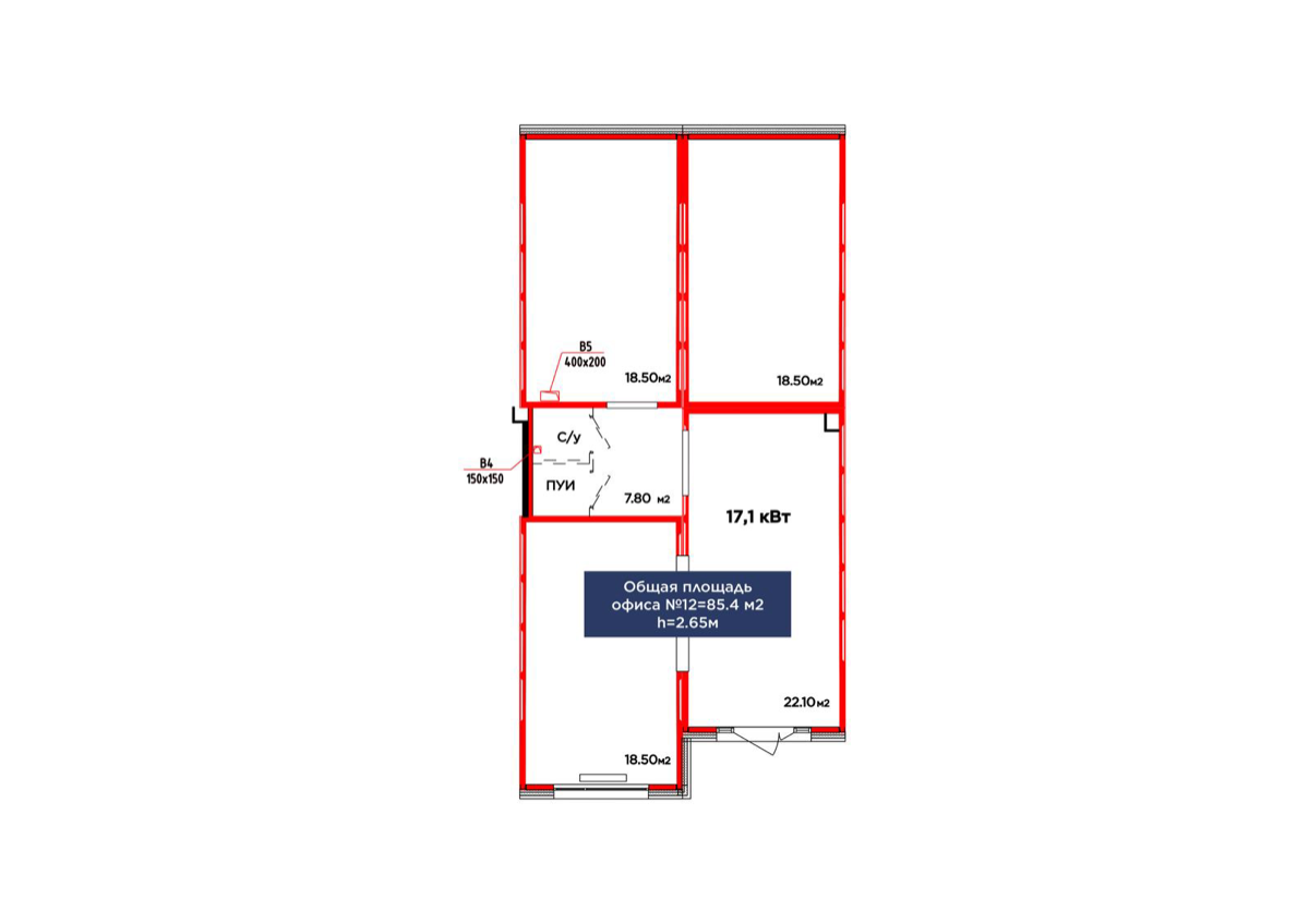 Планировка помещения 85 м² в ЖК «Jetisu.Aspan»