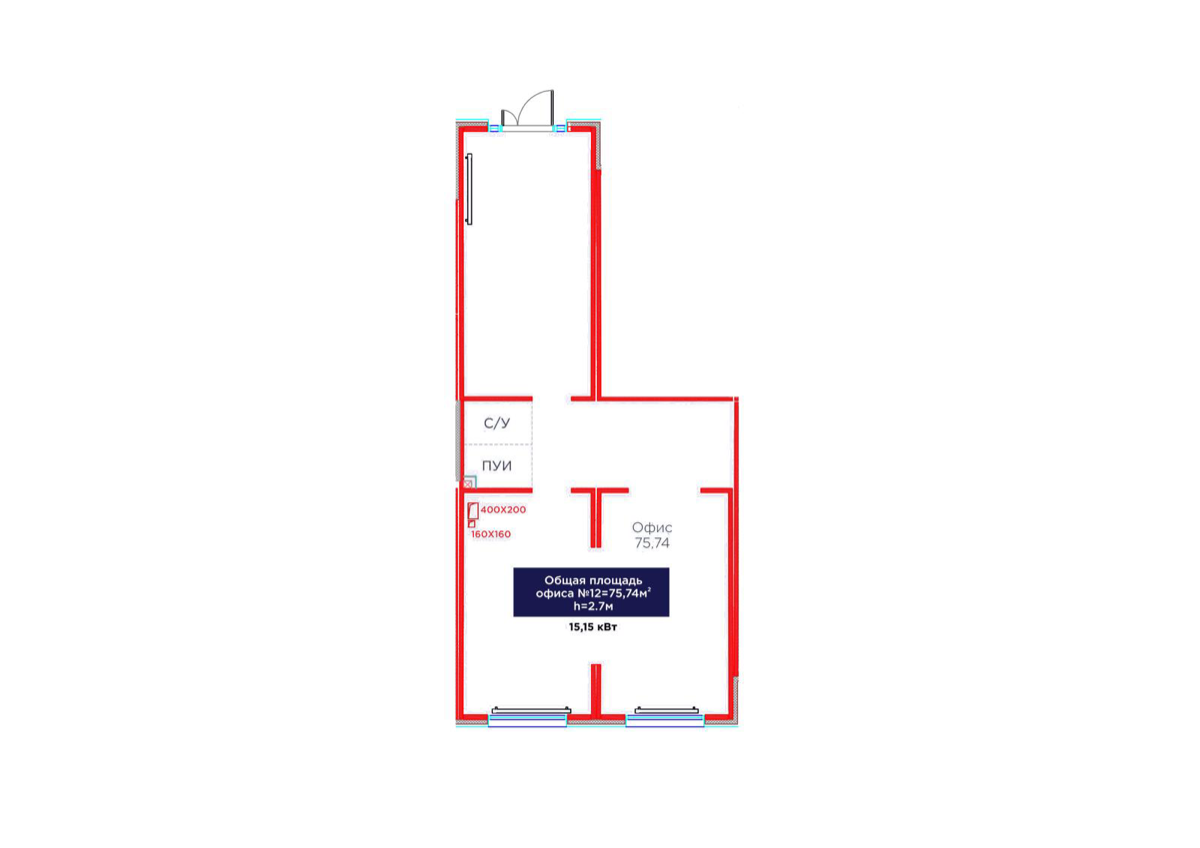 Планировка помещения 76 м² в ЖК «Jetisu Bereke»