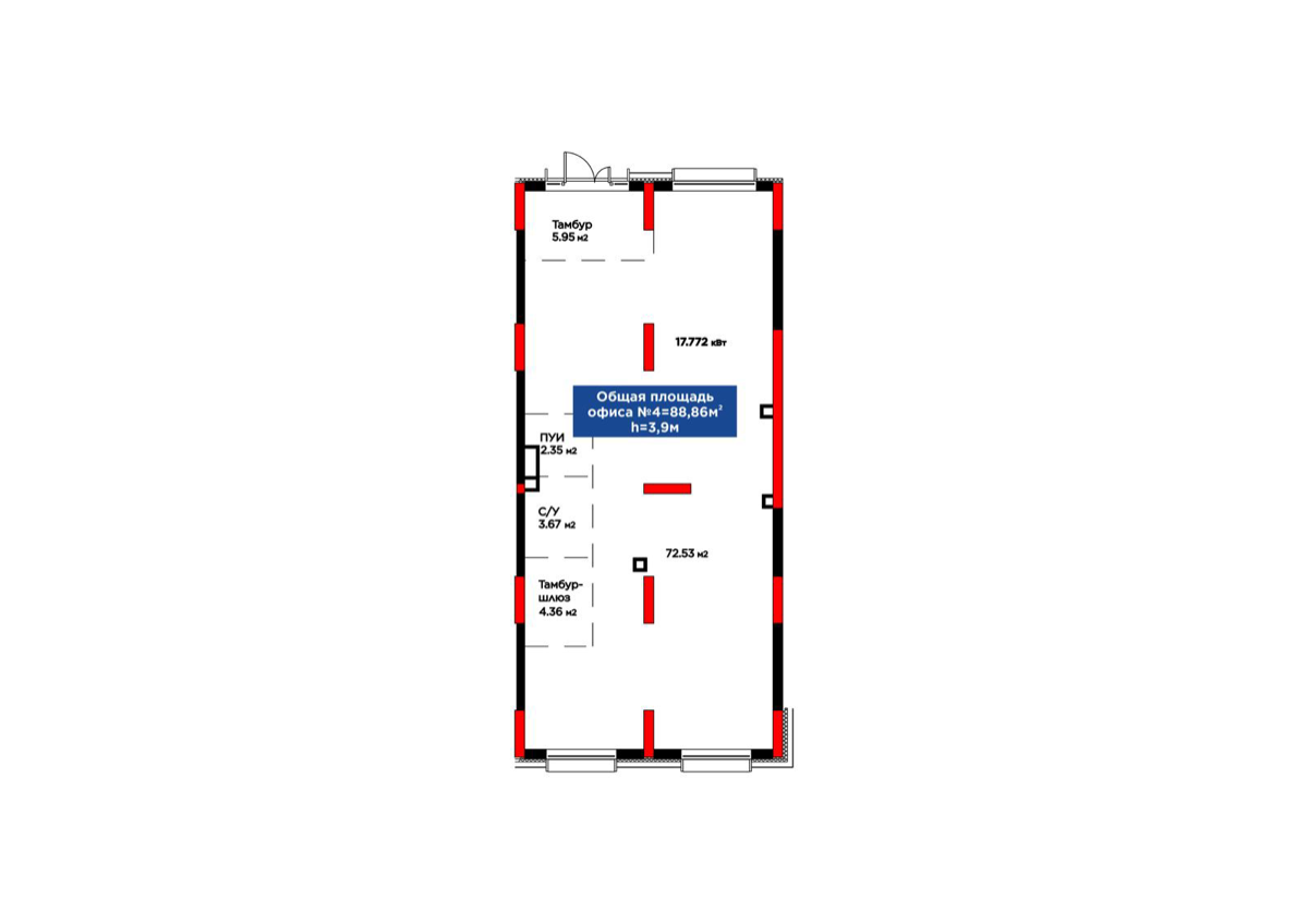 Планировка помещения 89 м² в ЖК «Arman Town»