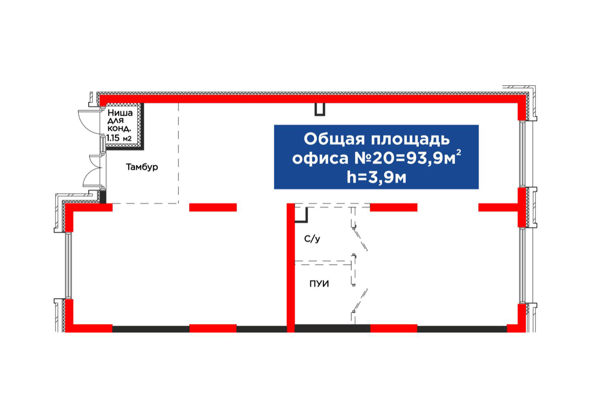 Планировка помещения 94 м² в ЖК «4Seasons. Dream»