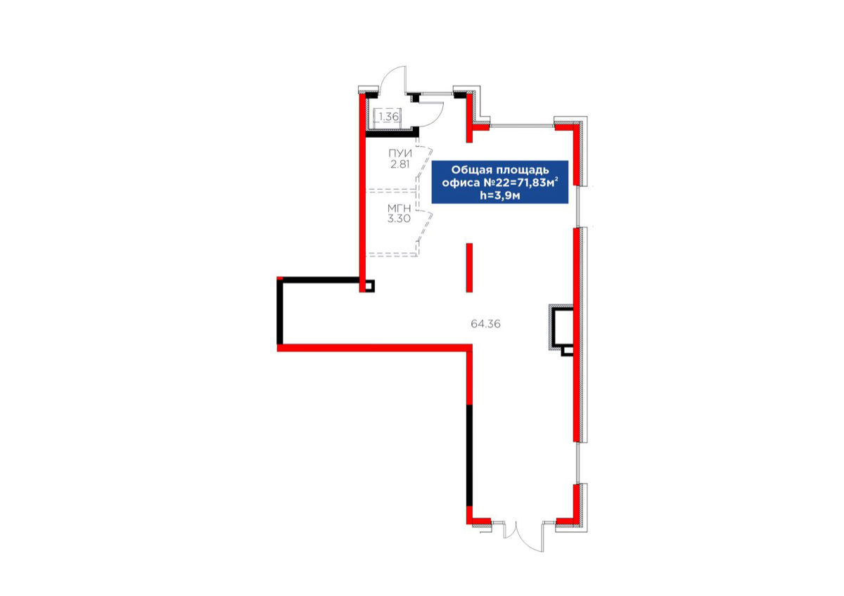 Планировка помещения 72 м² в ЖК «Atamura. Bolashaq»