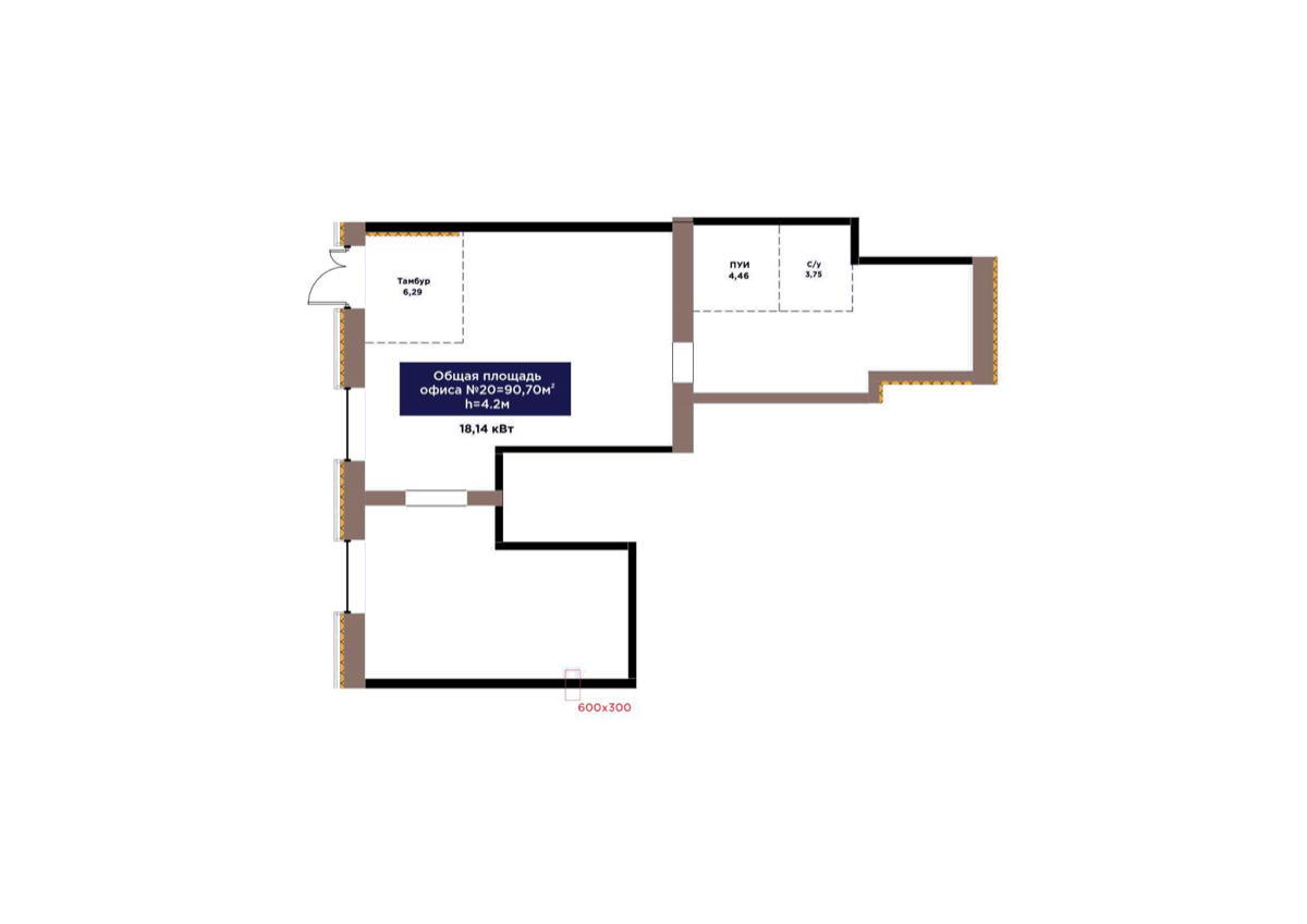 Планировка помещения 91 м² в ЖК «Arna Urpaq»