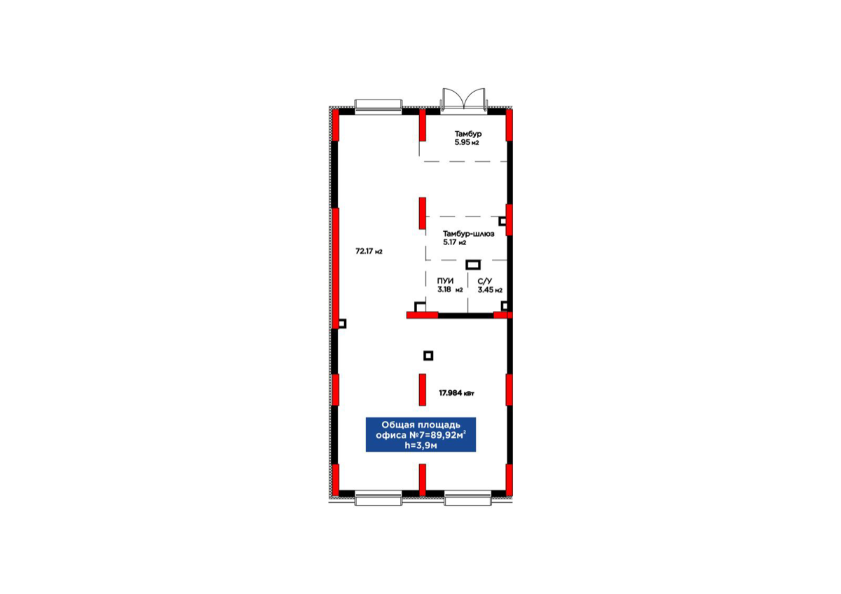Планировка помещения 90 м² в ЖК «Arman Town»