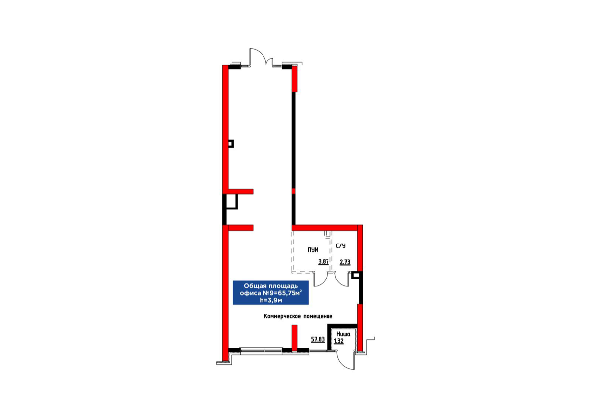 Планировка помещения 66 м² в ЖК «Flora Gardens»