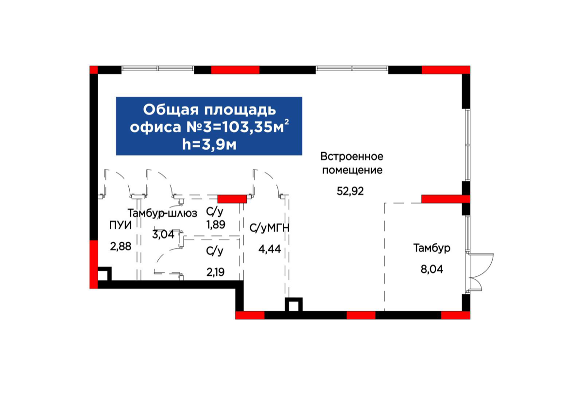 Планировка помещения 103 м² в ЖК «Sapa 4You»