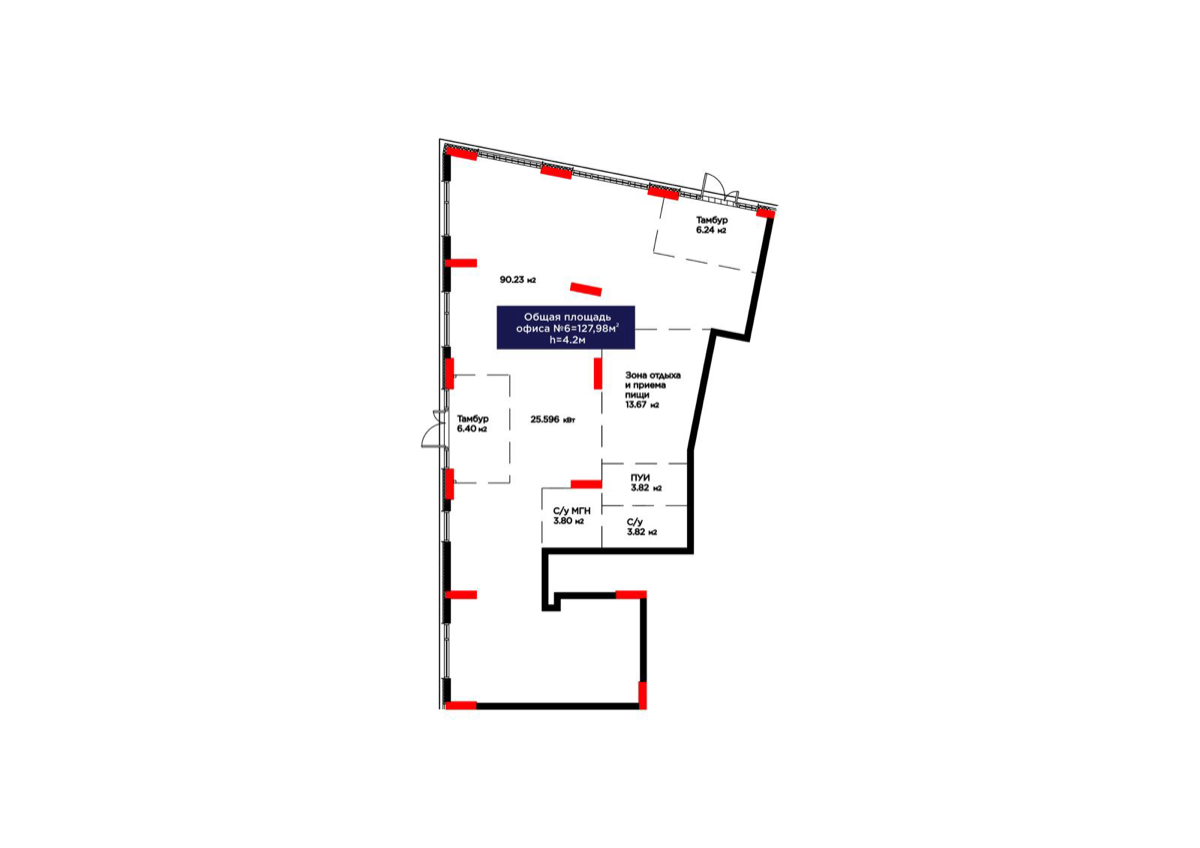 Планировка помещения 128 м² в ЖК «Samğar»
