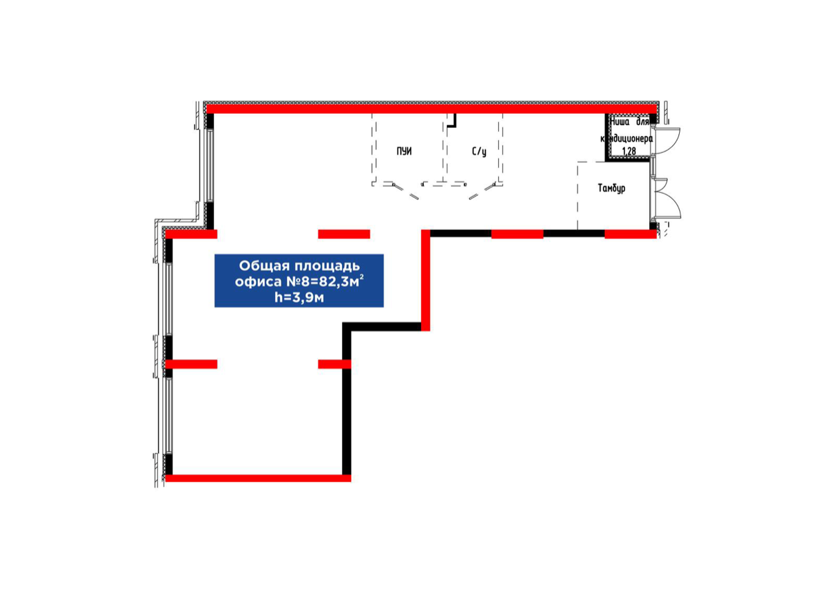 Планировка помещения 82 м² в ЖК «4Seasons. Dream»