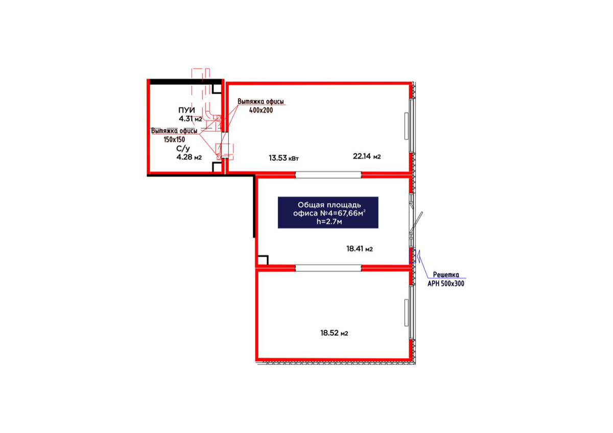 Планировка помещения 68 м² в ЖК «Jetisu.Aspan»
