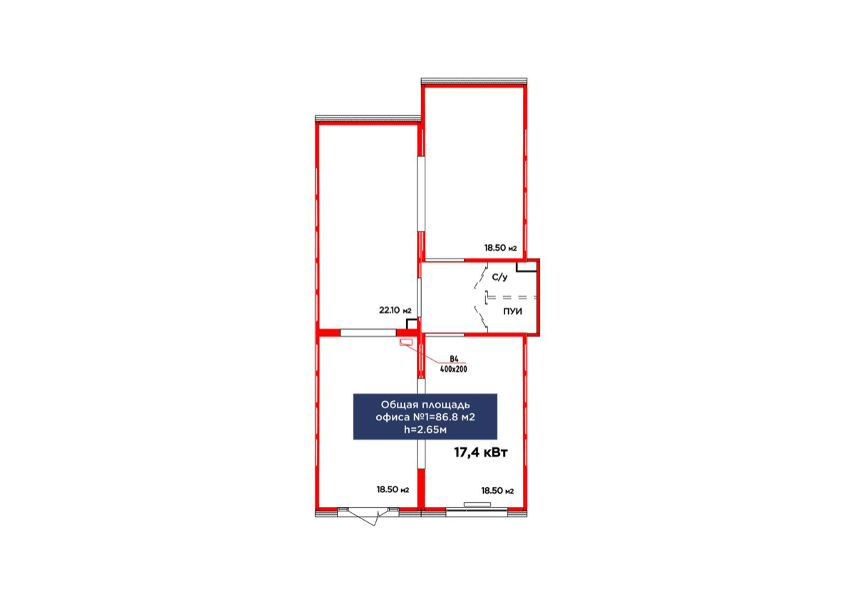 Планировка помещения 87 м² в ЖК «Jetisu.Aspan»
