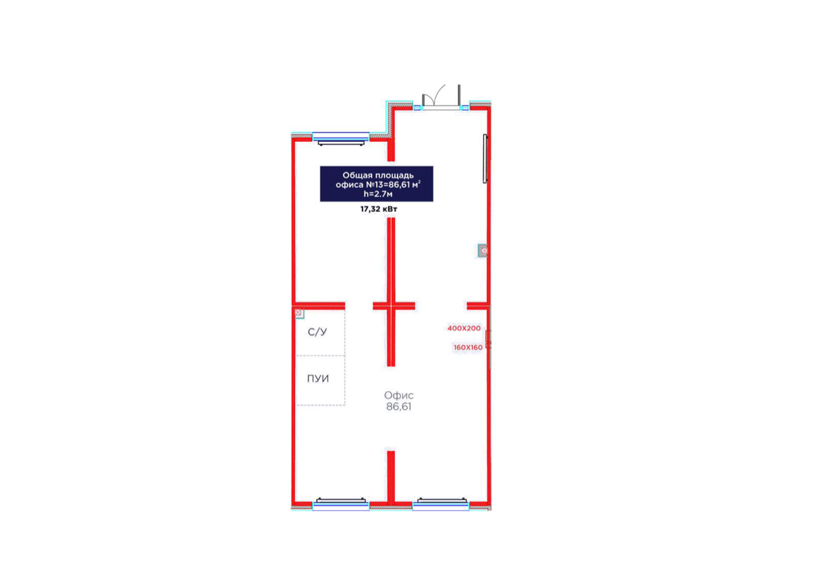 Планировка помещения 87 м² в ЖК «Jetisu Bereke»