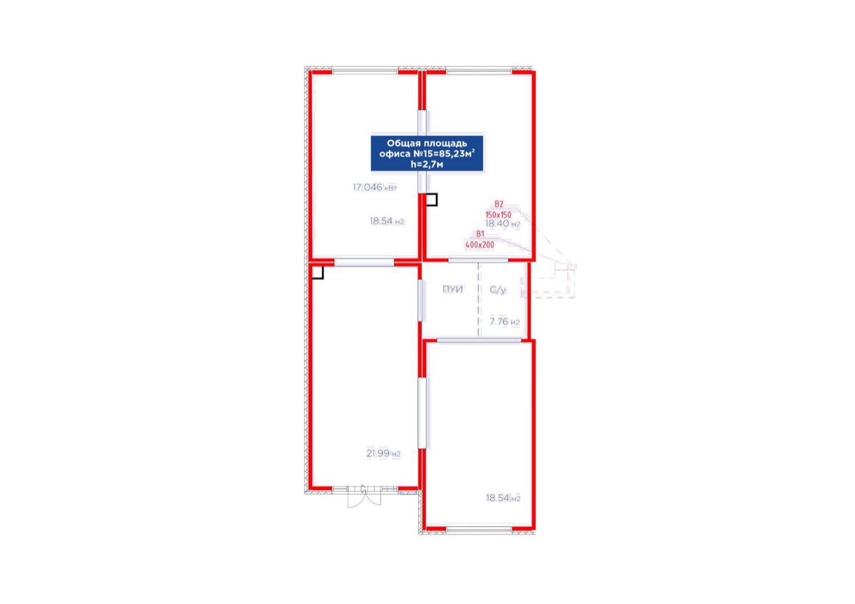 Планировка помещения 85 м² в ЖК «ŪIA.DARYN»