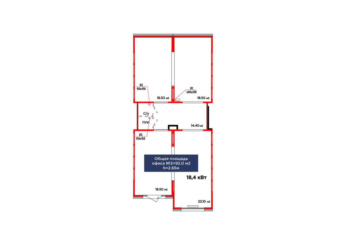 Планировка помещения 92 м² в ЖК «Jetisu.Aspan»