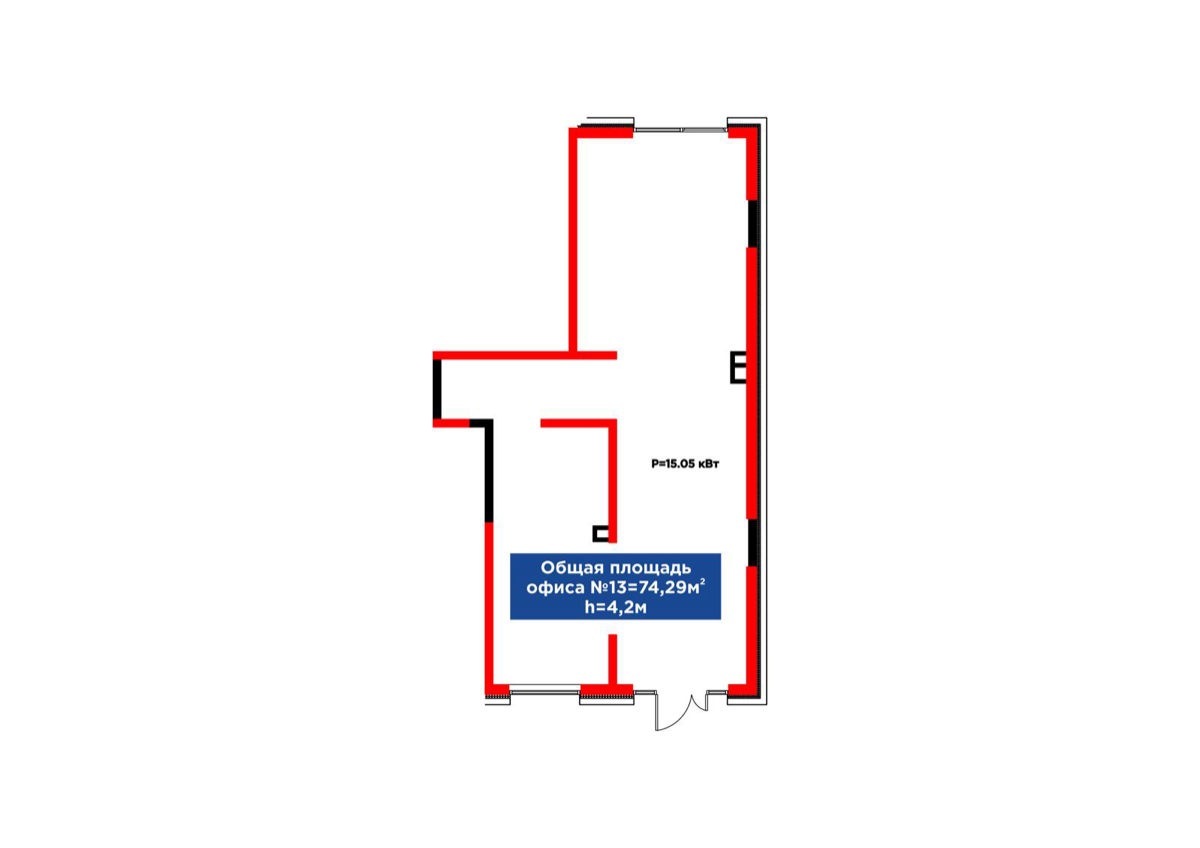Планировка помещения 74 м² в ЖК «Arena City Balance»