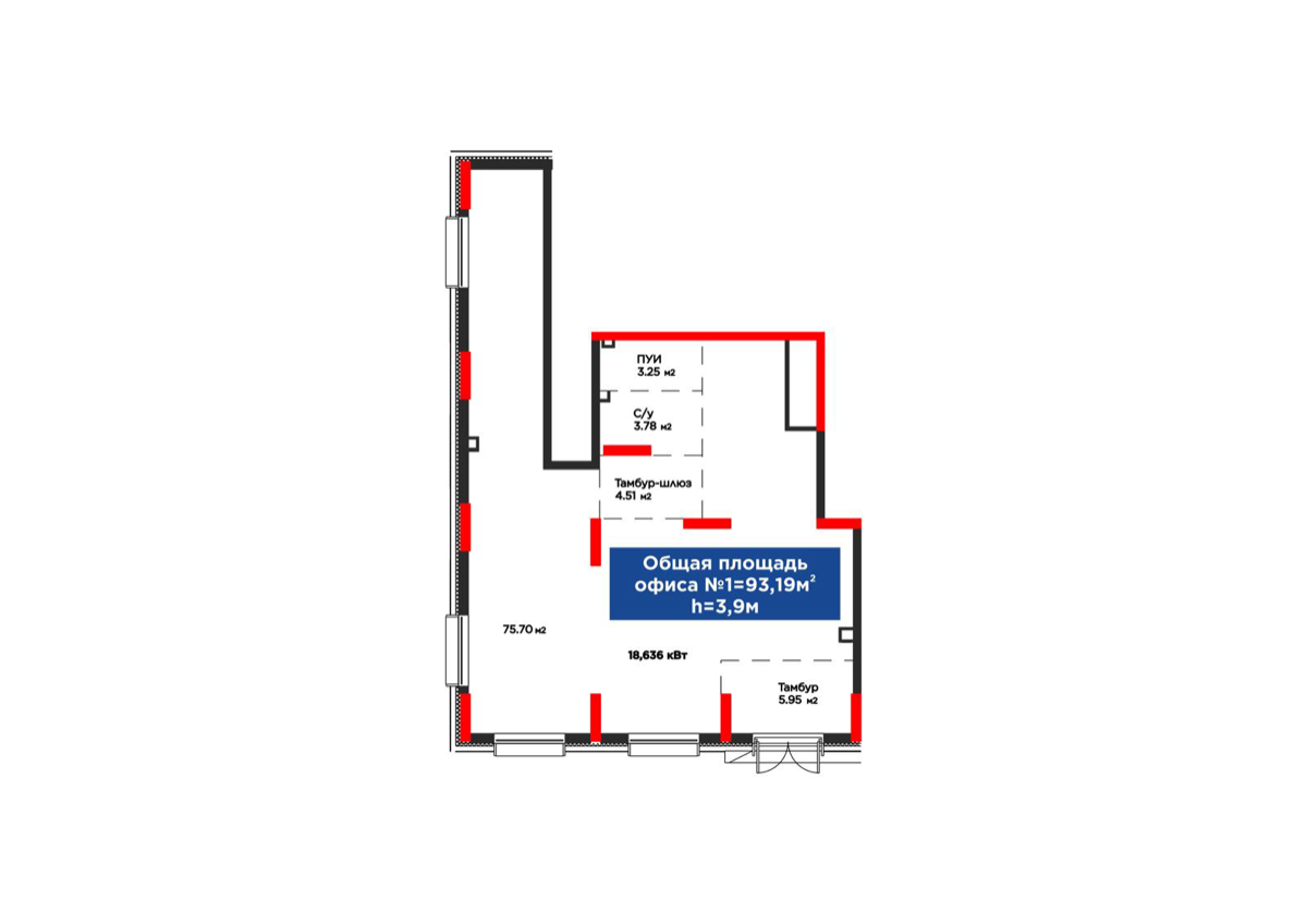 Планировка помещения 93 м² в ЖК «Arman Town»