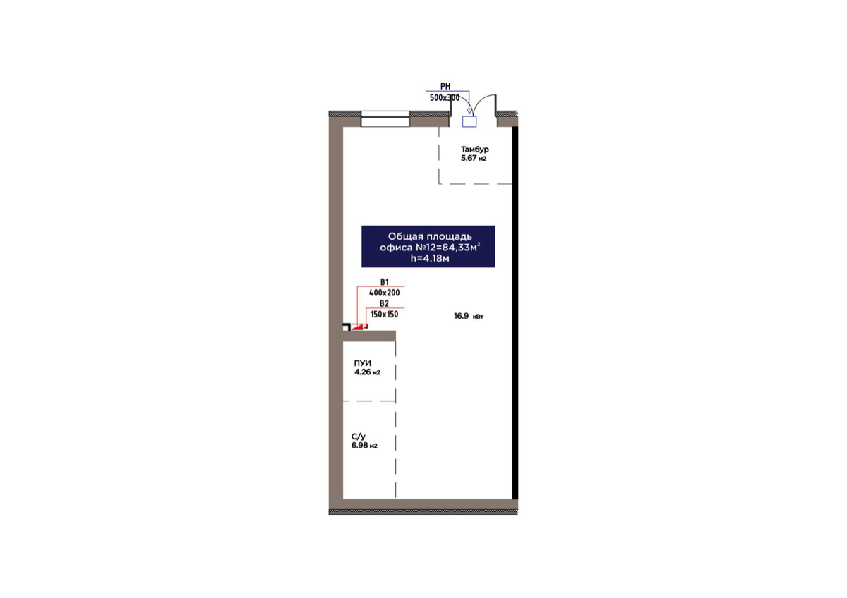 Планировка помещения 84 м² в ЖК «ŪIA.TARIH»