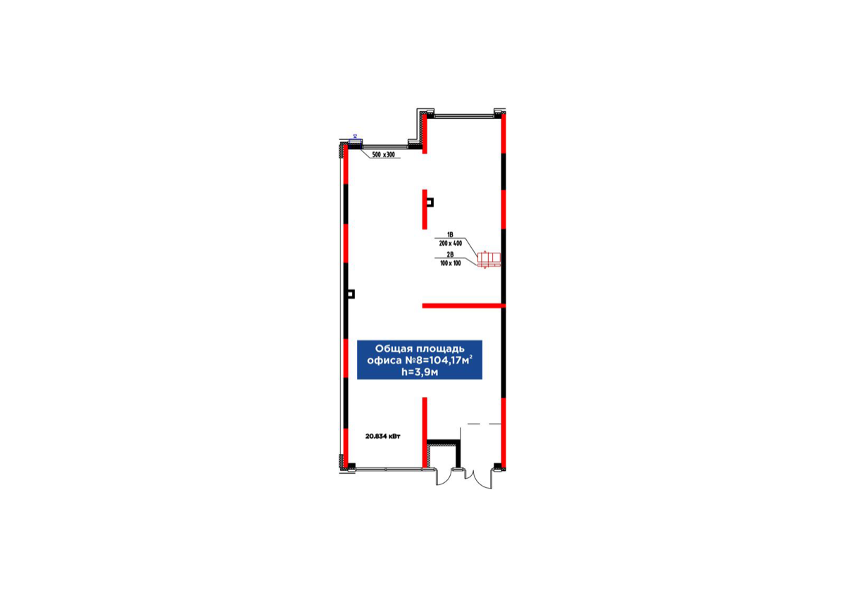 Планировка помещения 104 м² в ЖК «ŪIA.BIRLIK»