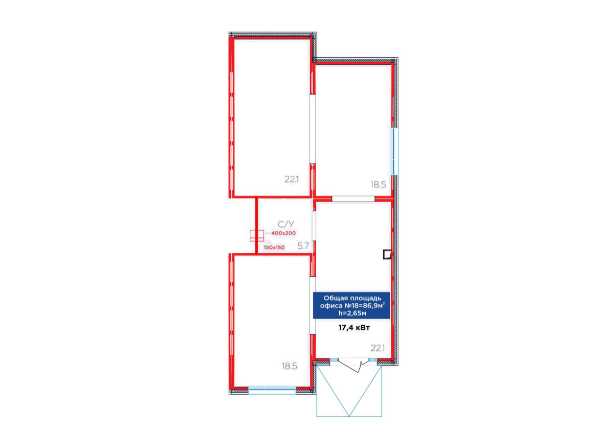 Планировка помещения 84 м² в ЖК «Jetisu.Aspan»