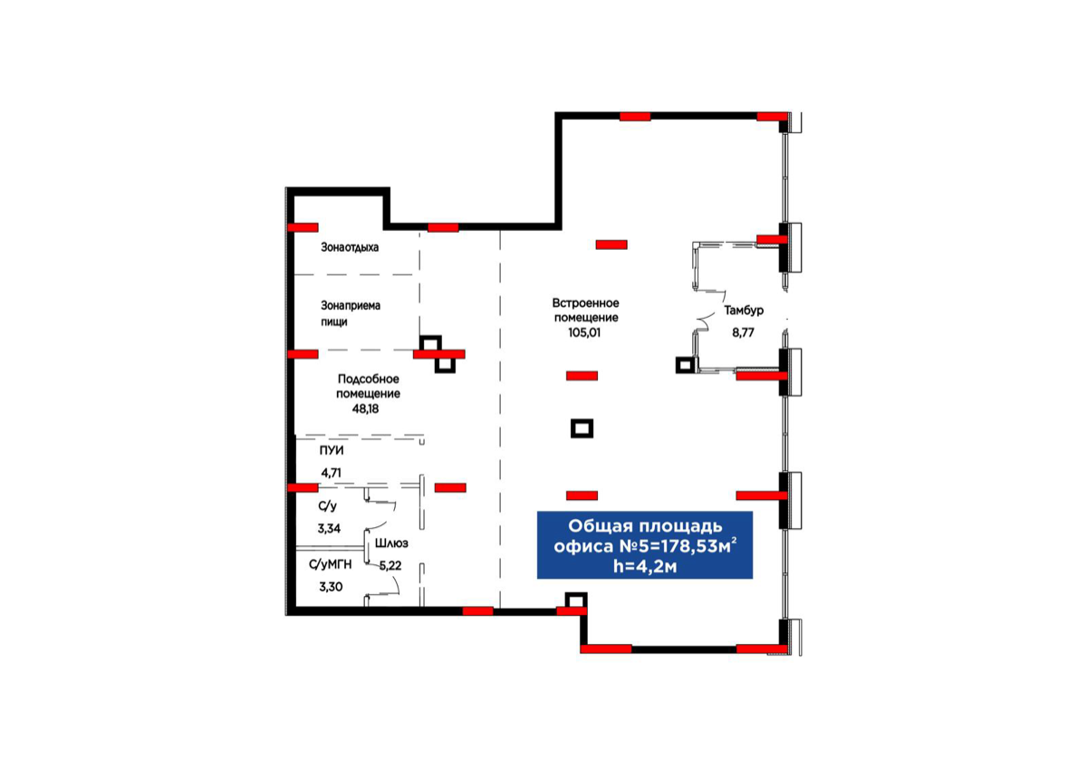 Планировка помещения 179 м² в ЖК «Batysmūra Prime»