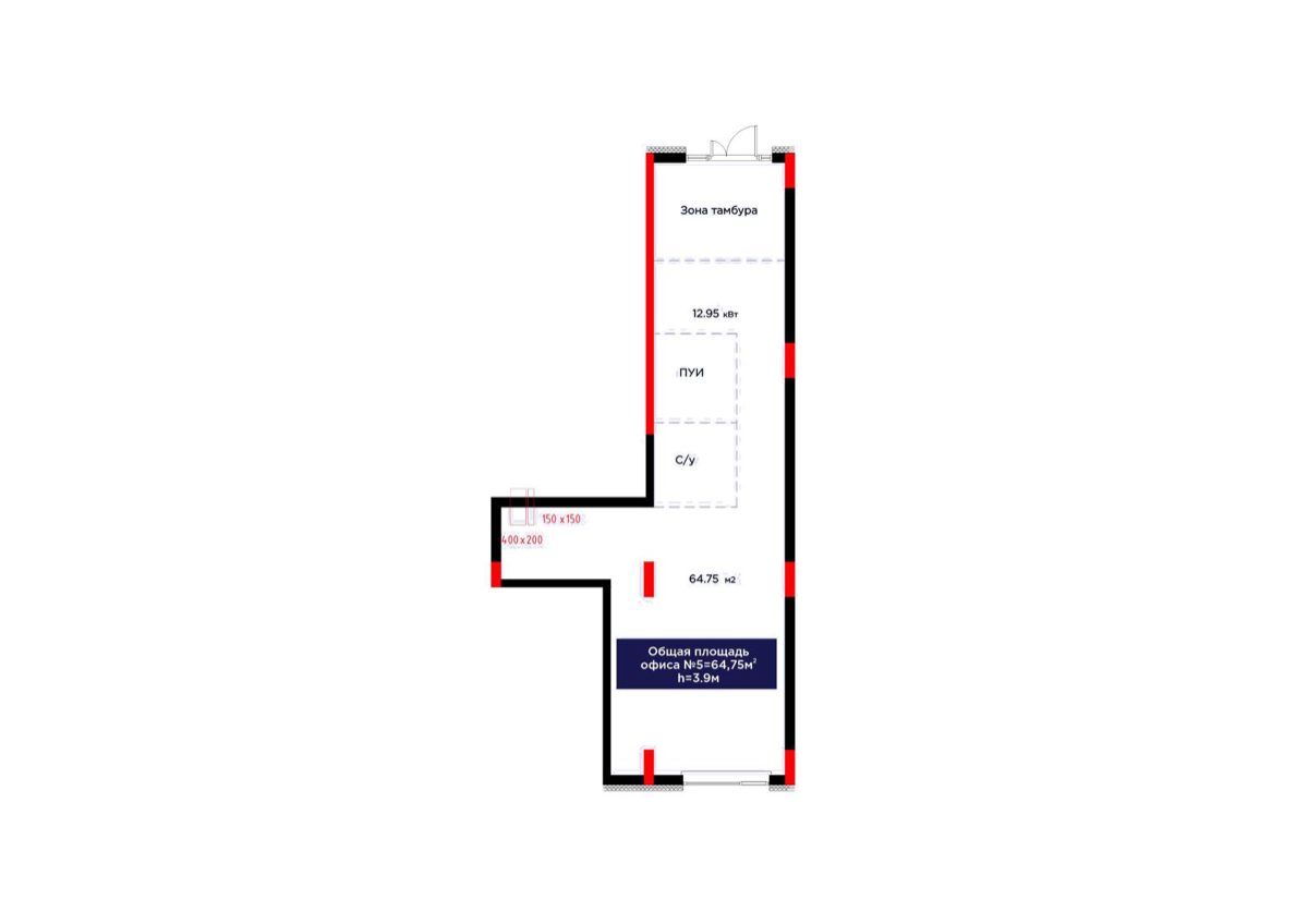 Планировка помещения 65 м² в ЖК «ŪIA.TARIH»