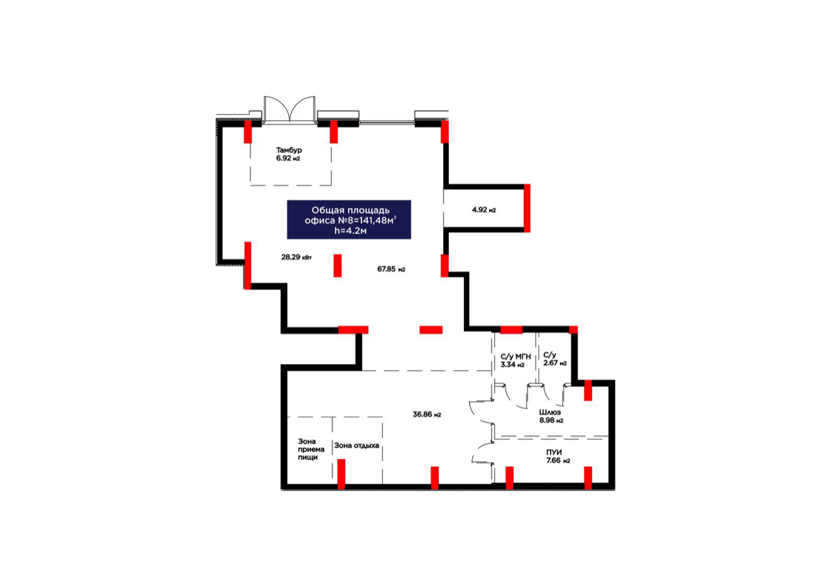 Планировка помещения 141 м² в ЖК «Batysmūra Prime»