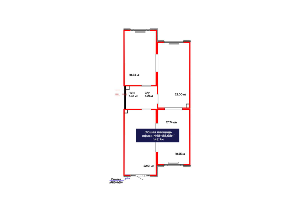 Планировка помещения 89 м² в ЖК «Jetisu.Aspan»