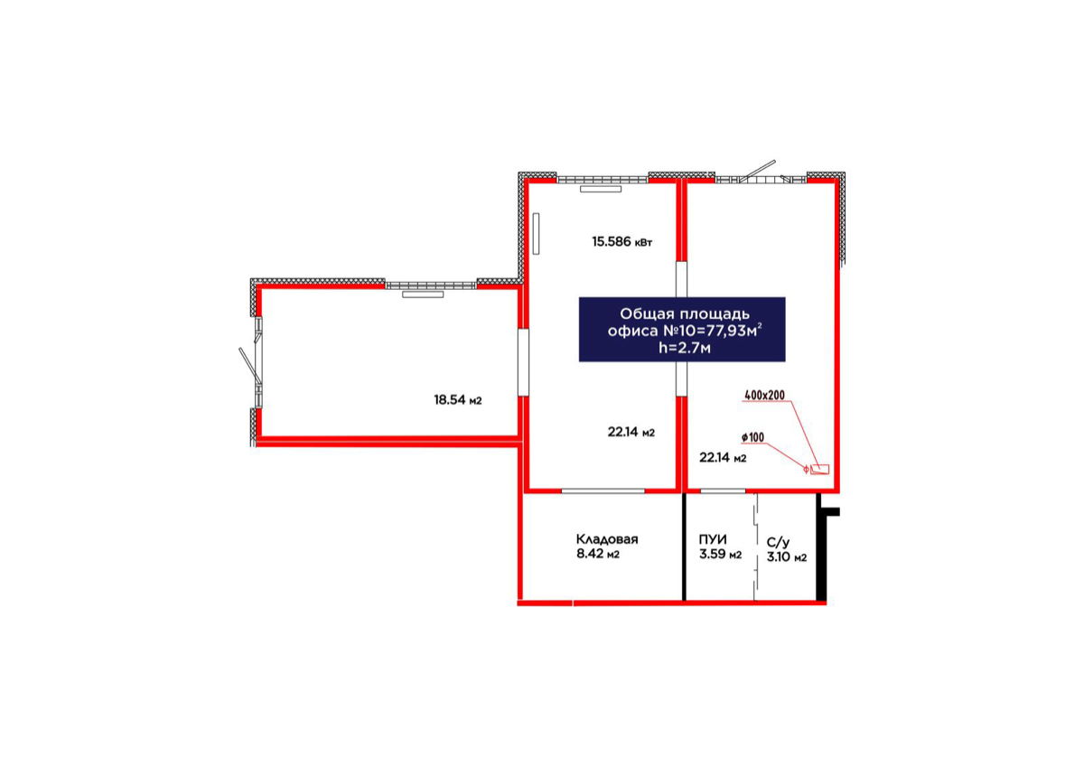 Планировка помещения 78 м² в ЖК «Jetisu.Aspan»