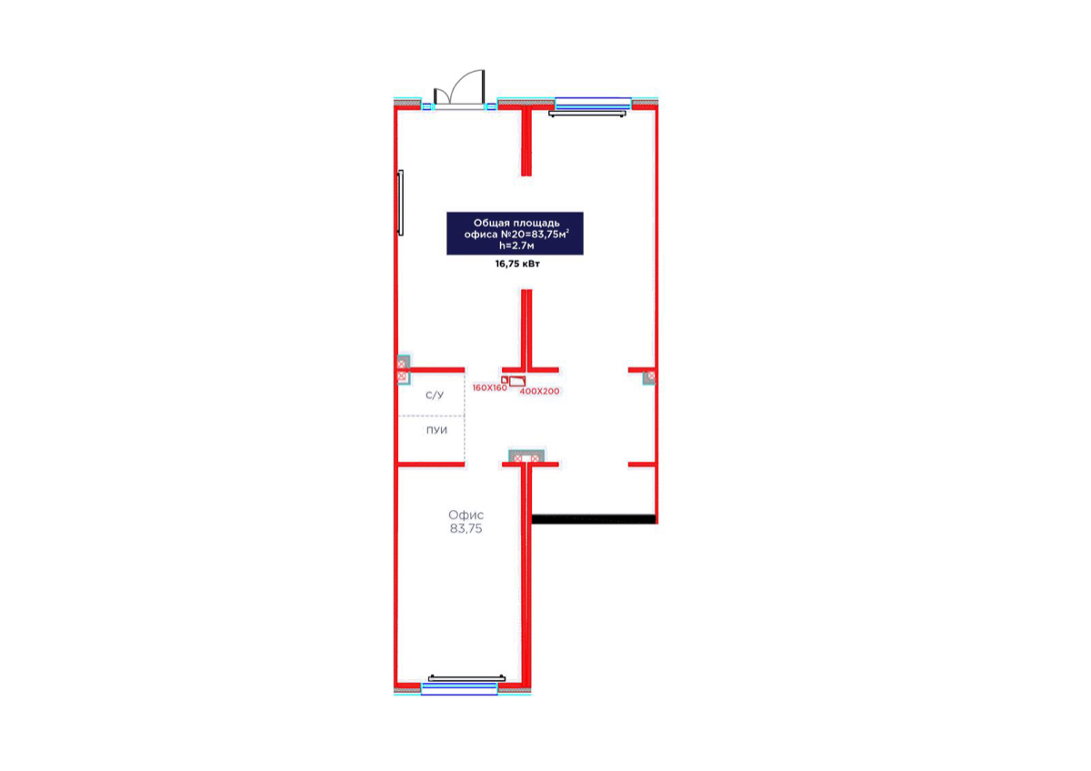 Планировка помещения 84 м² в ЖК «Jetisu Bereke»