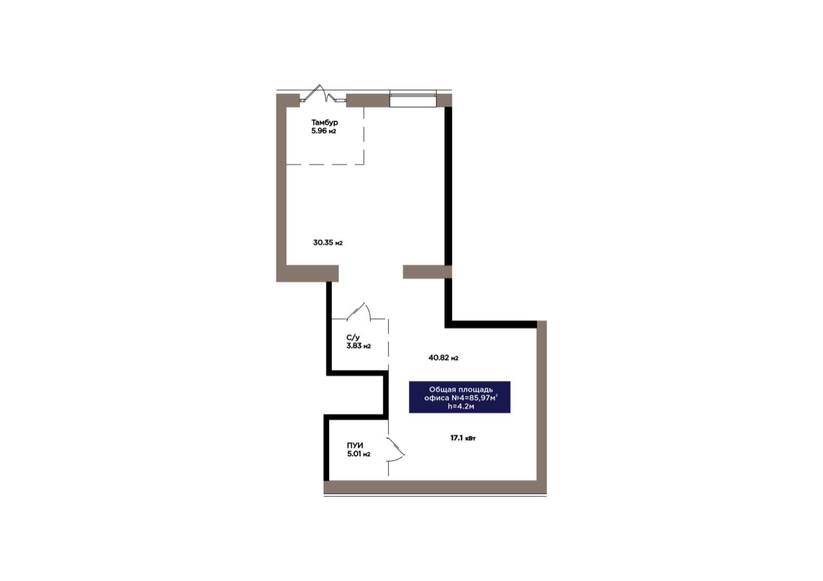 Планировка помещения 86 м² в ЖК «OİU»