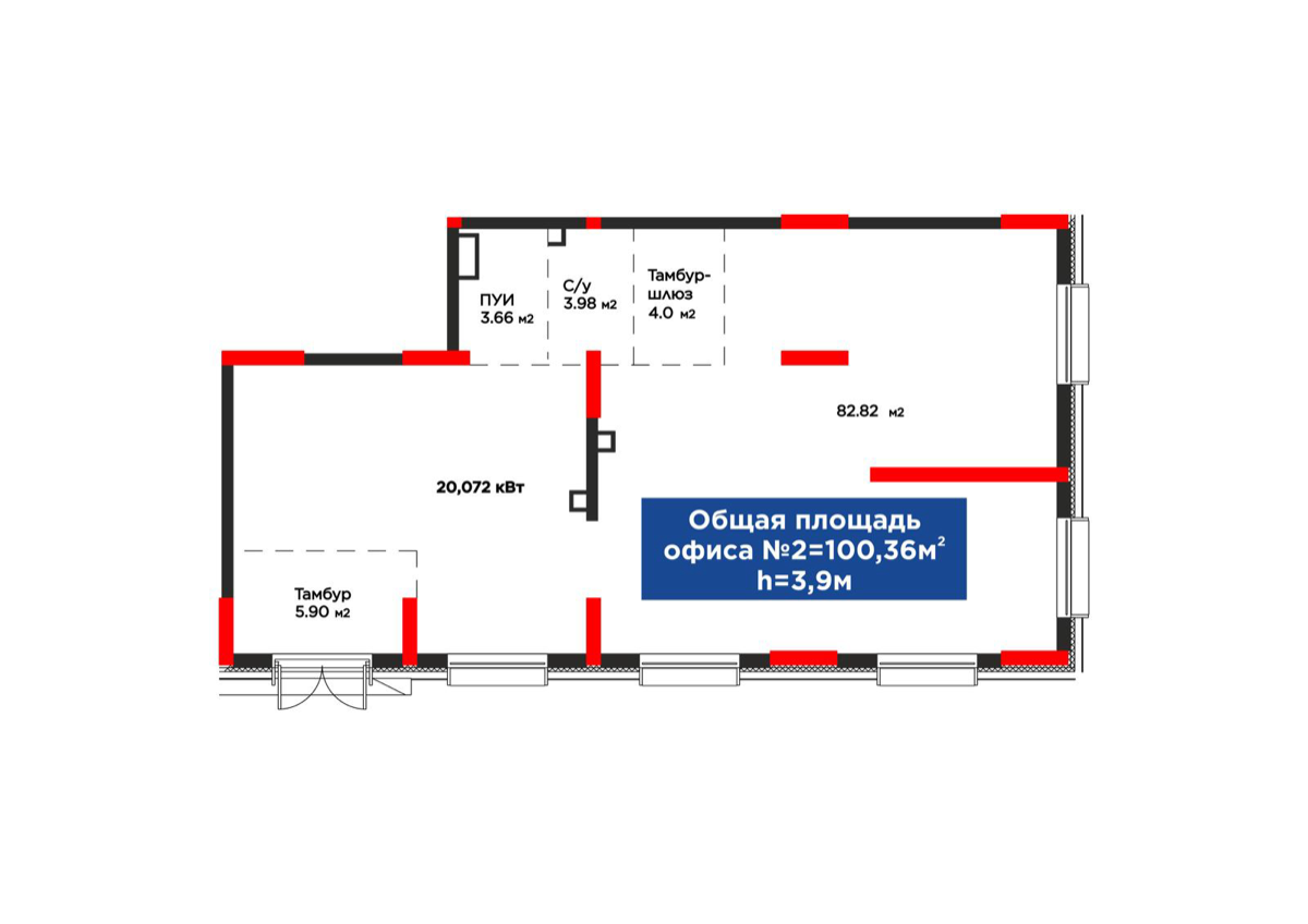 Планировка помещения 100 м² в ЖК «Arman Town»