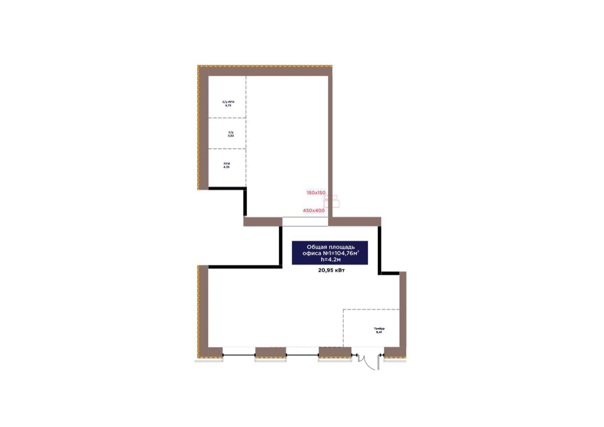 Планировка помещения 105 м² в ЖК «Arna Urpaq»