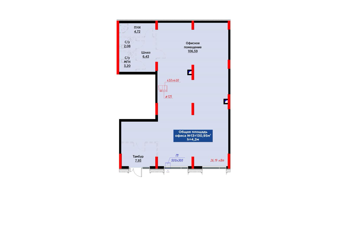 Планировка помещения 131 м² в ЖК «Auez»