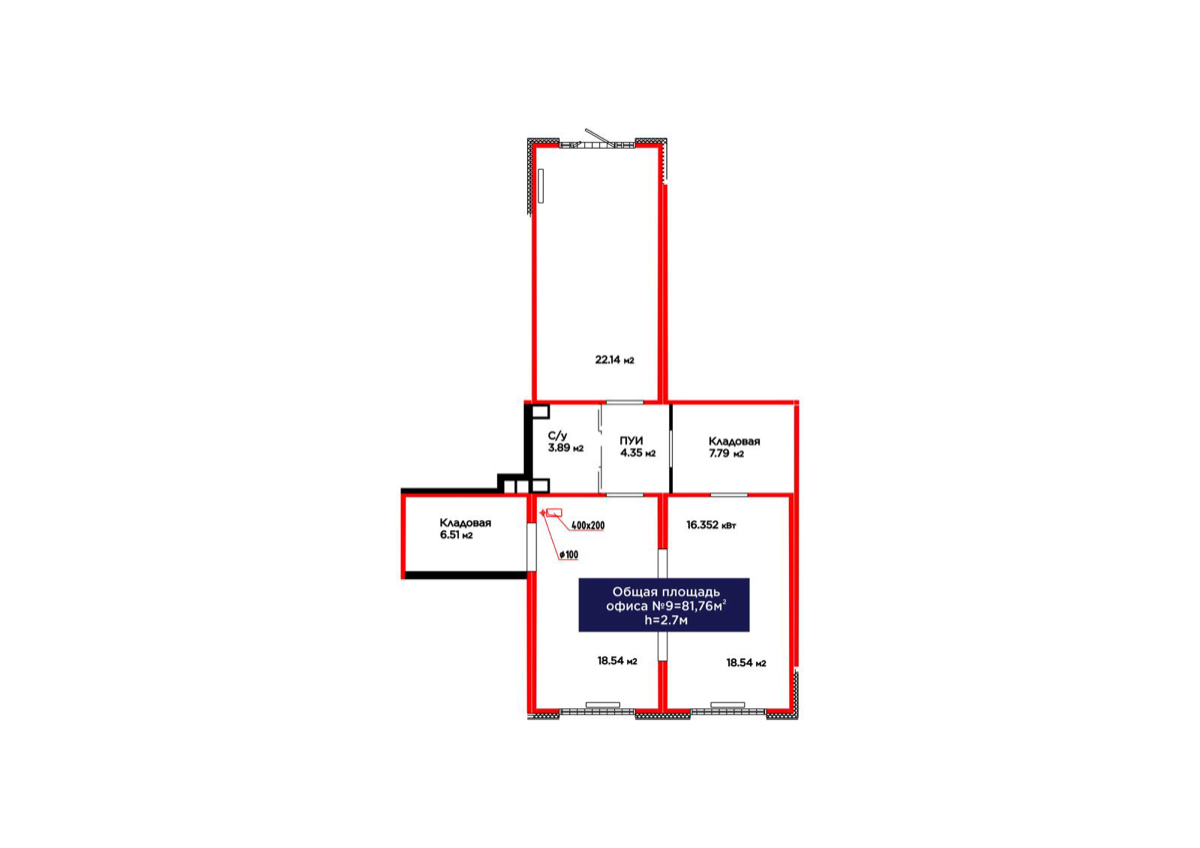 Планировка помещения 82 м² в ЖК «Jetisu.Aspan»
