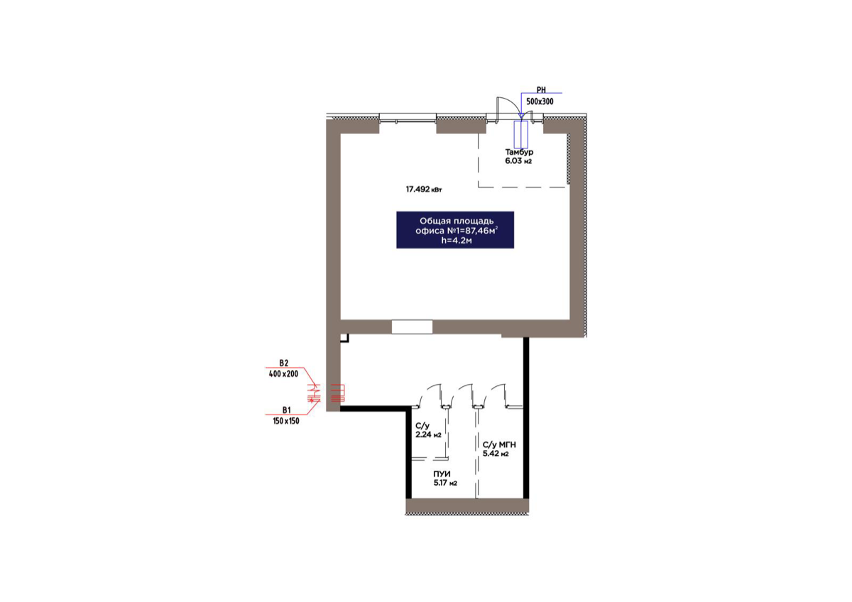 Планировка помещения 87 м² в ЖК «Alem Sana»