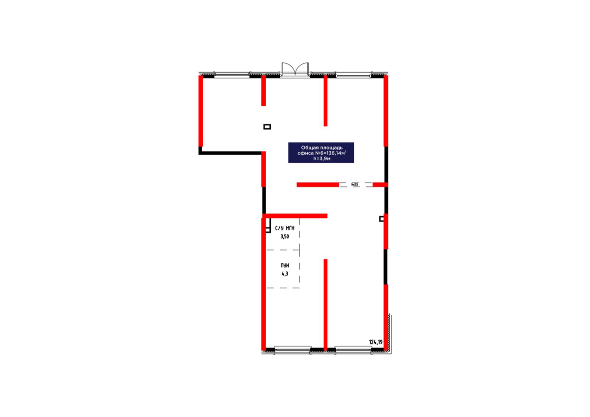 Планировка помещения 136 м² в ЖК «Arman Qala Comfort»
