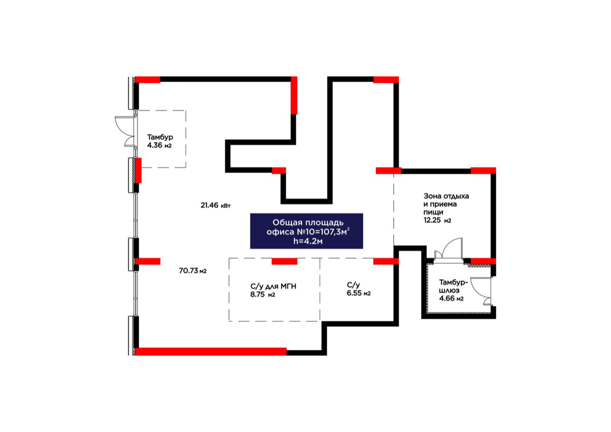 Планировка помещения 107 м² в ЖК «Samğar»
