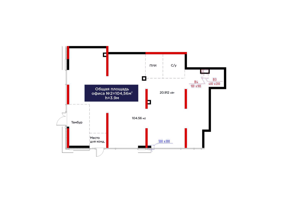 Планировка помещения 105 м² в ЖК «ŪIA.BIRLIK»