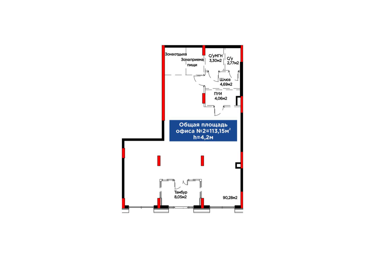Планировка помещения 113 м² в ЖК «Batysmūra Prime»