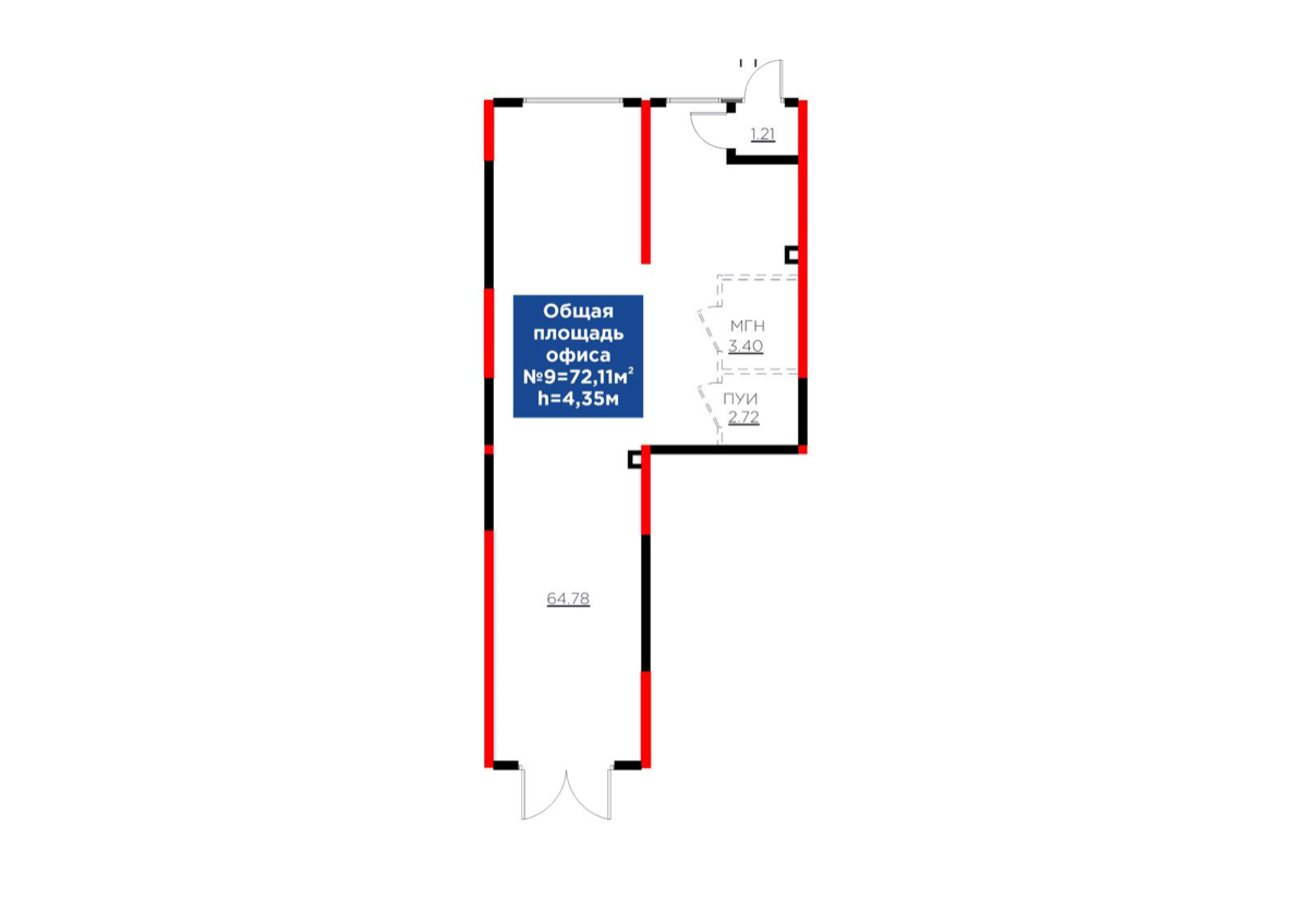 Планировка помещения 73 м² в ЖК «Atamura. Bolashaq»