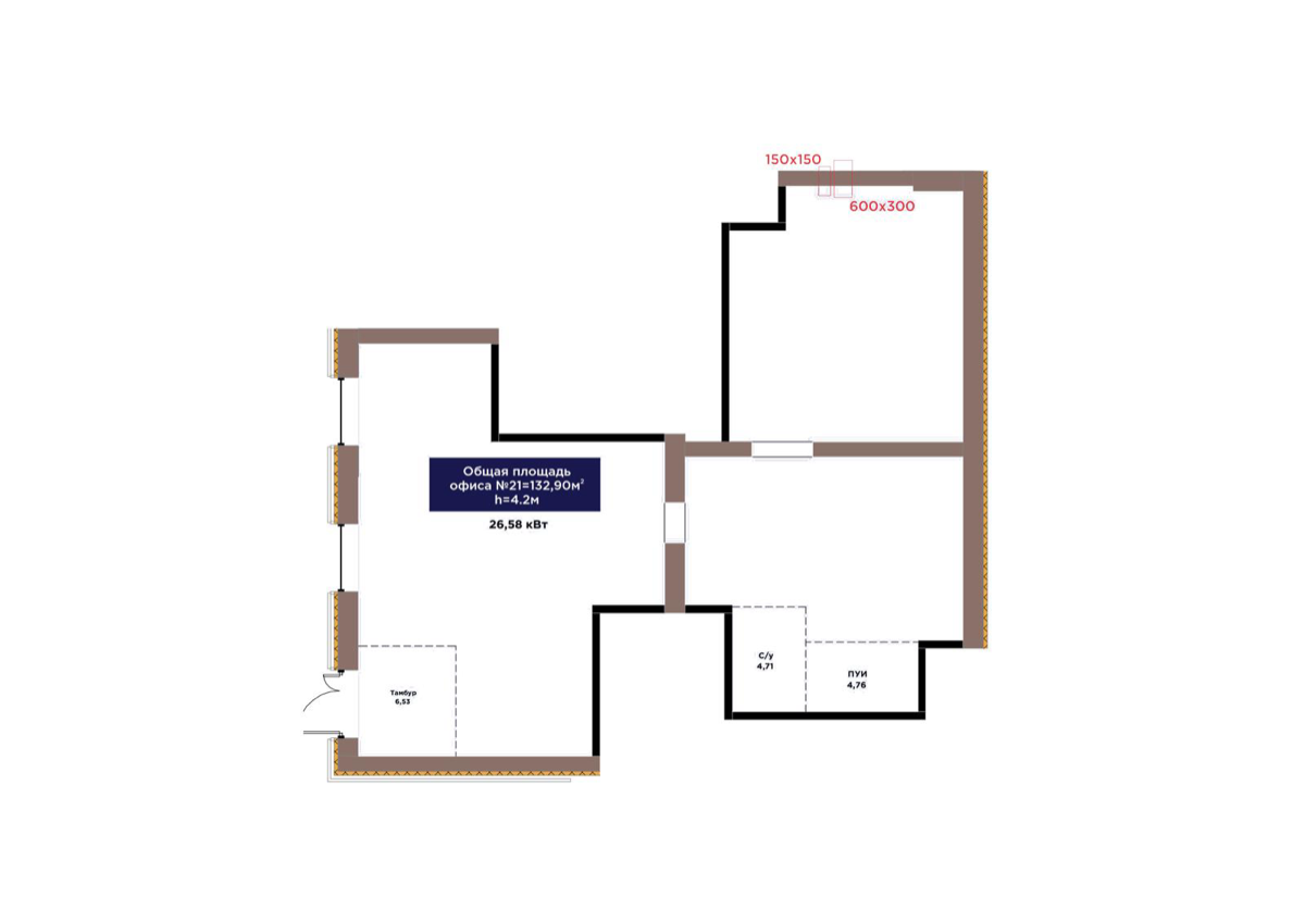Планировка помещения 133 м² в ЖК «Arna Urpaq»