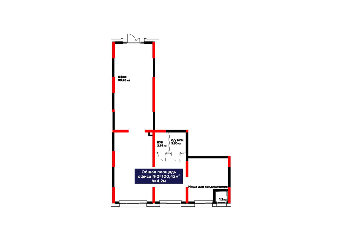 Планировка помещения 100 м² в ЖК «Atamura. Dastur»