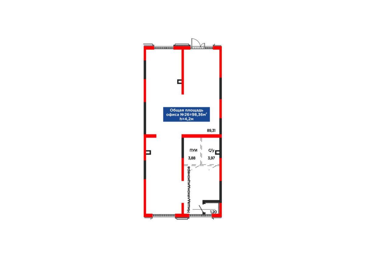 Планировка помещения 98 м² в ЖК «Arena City. Sport Almaty»