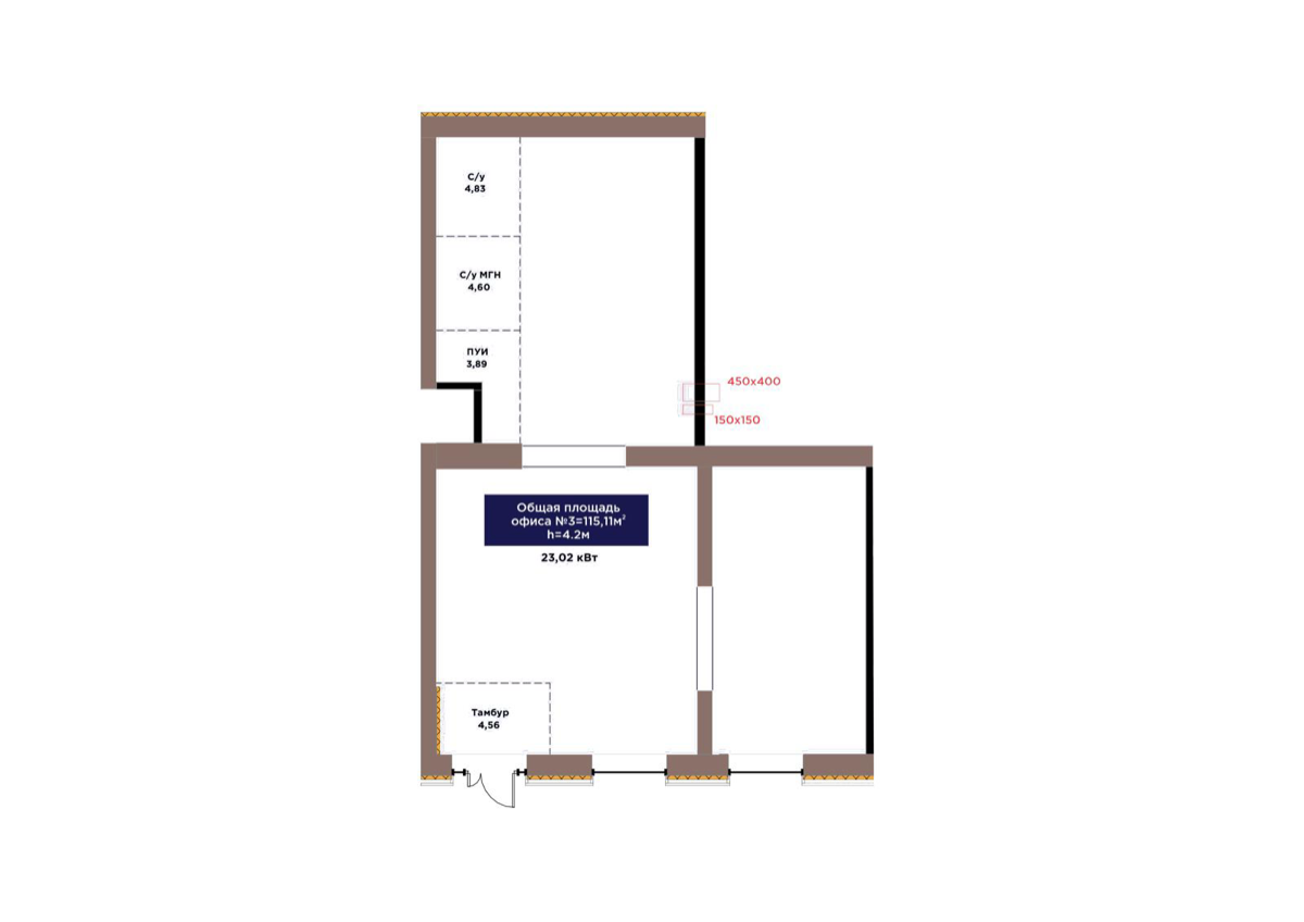 Планировка помещения 115 м² в ЖК «Arna Urpaq»