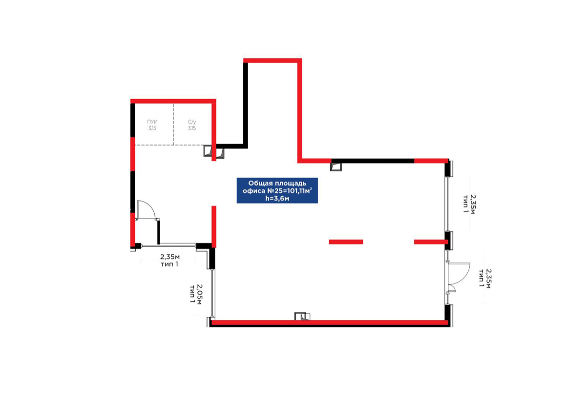 Планировка помещения 101 м² в ЖК «Grand Park. Vita»