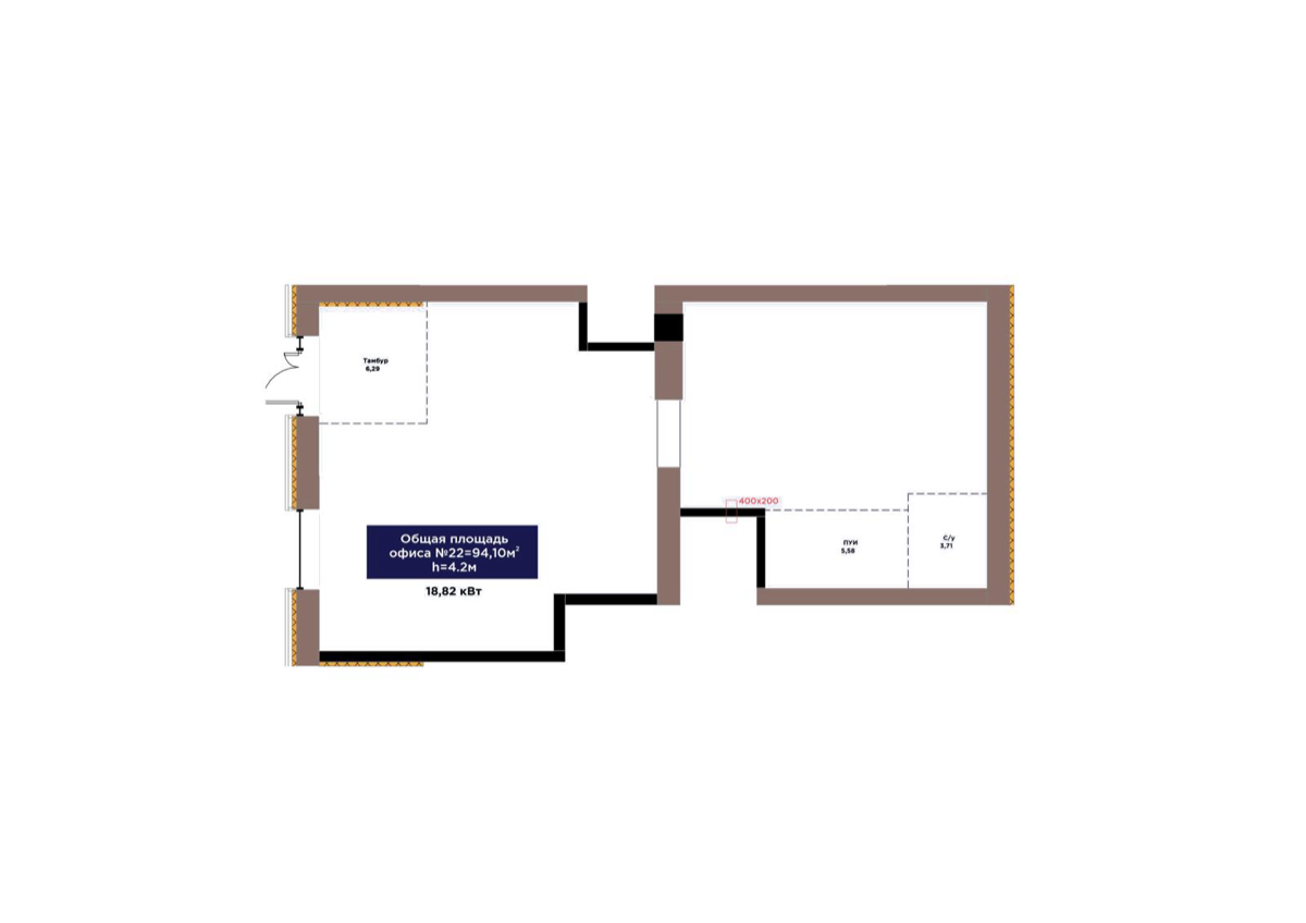 Планировка помещения 94 м² в ЖК «Arna Urpaq»