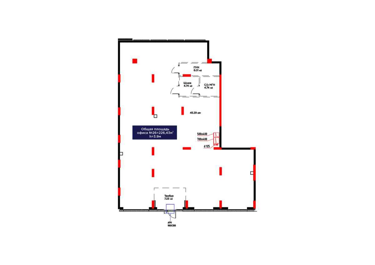 Планировка помещения 226 м² в ЖК «MOD Fusion»
