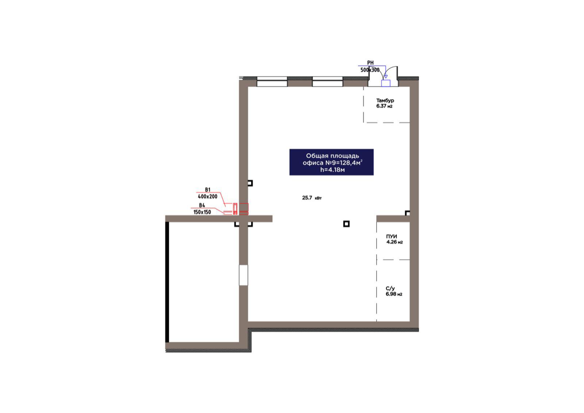 Планировка помещения 128 м² в ЖК «ŪIA.TARIH»