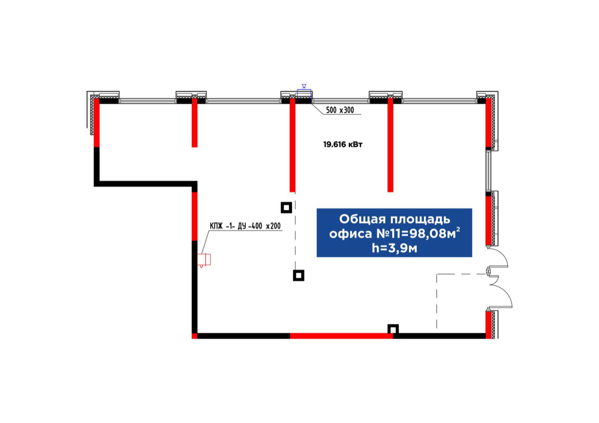 Планировка помещения 98 м² в ЖК «ŪIA.BIRLIK»