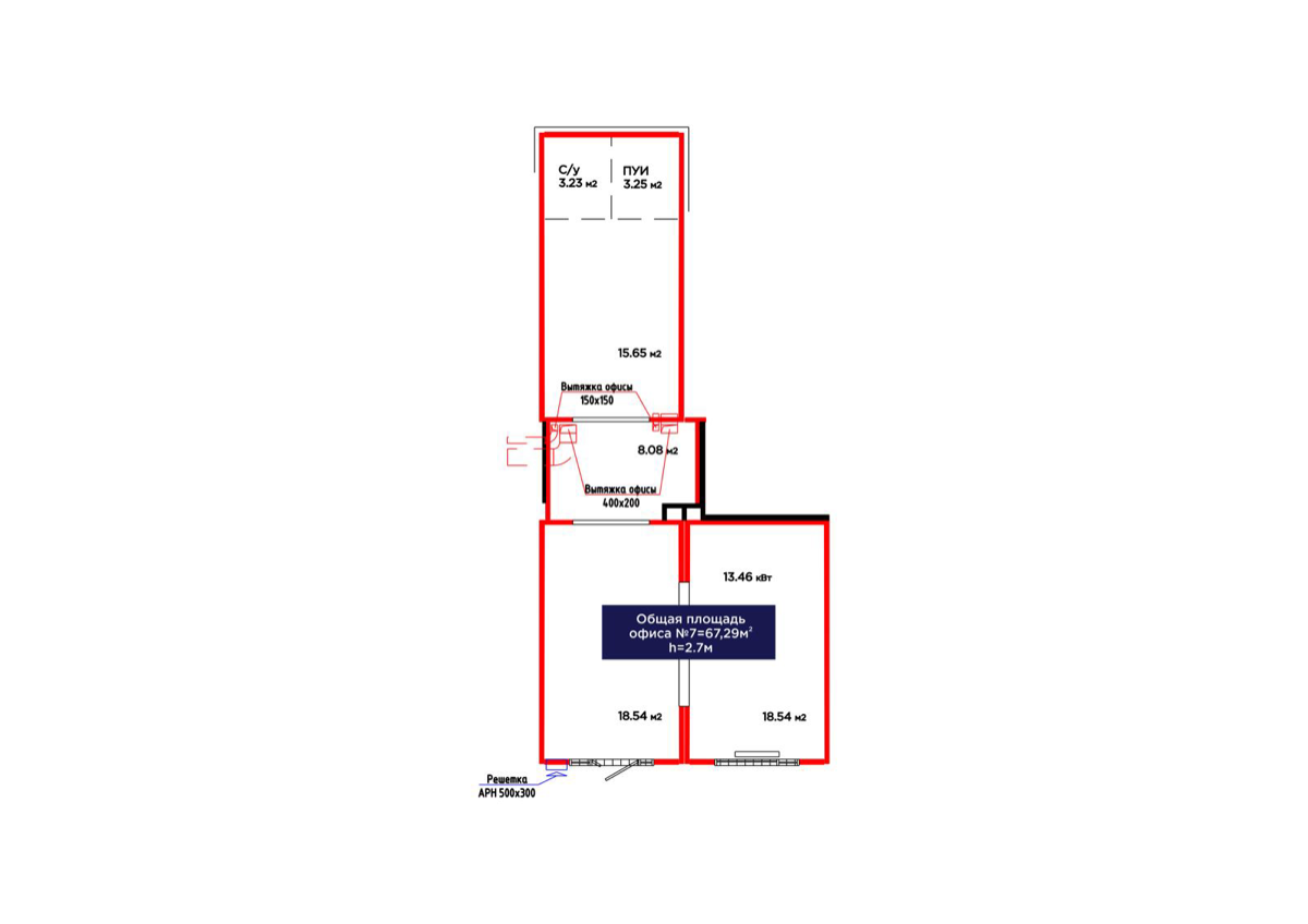 Планировка помещения 67 м² в ЖК «Jetisu.Aspan»