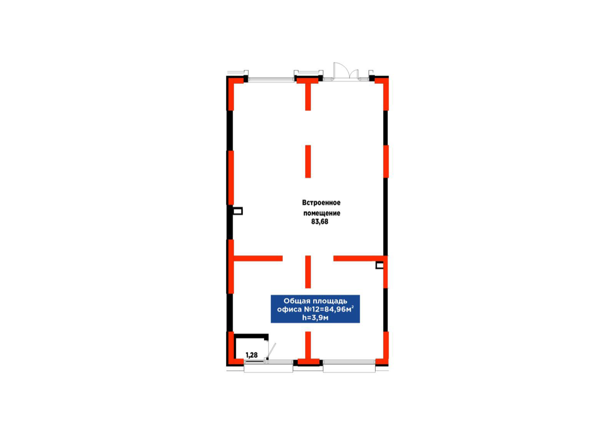 Планировка помещения 85 м² в ЖК «4Seasons. Crystal»